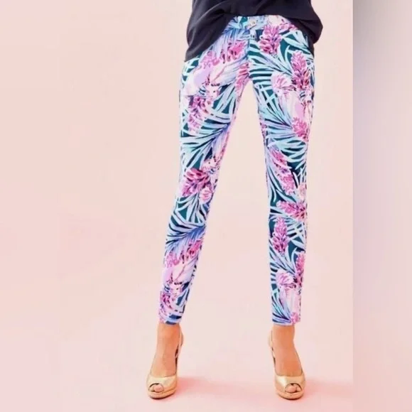 Lilly Pulitzer Mr. Peacock B Tweethearts Kelly Knit Skinny Ankle Pants - Picture 2 of 12